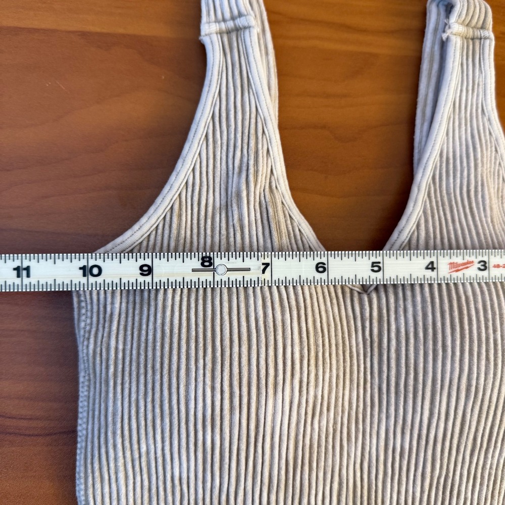 ZENANA‎ Washed Light Brown Ribbed V Neck Cropped Tank Size S/M NTW-6279A - Picture 4 of 8